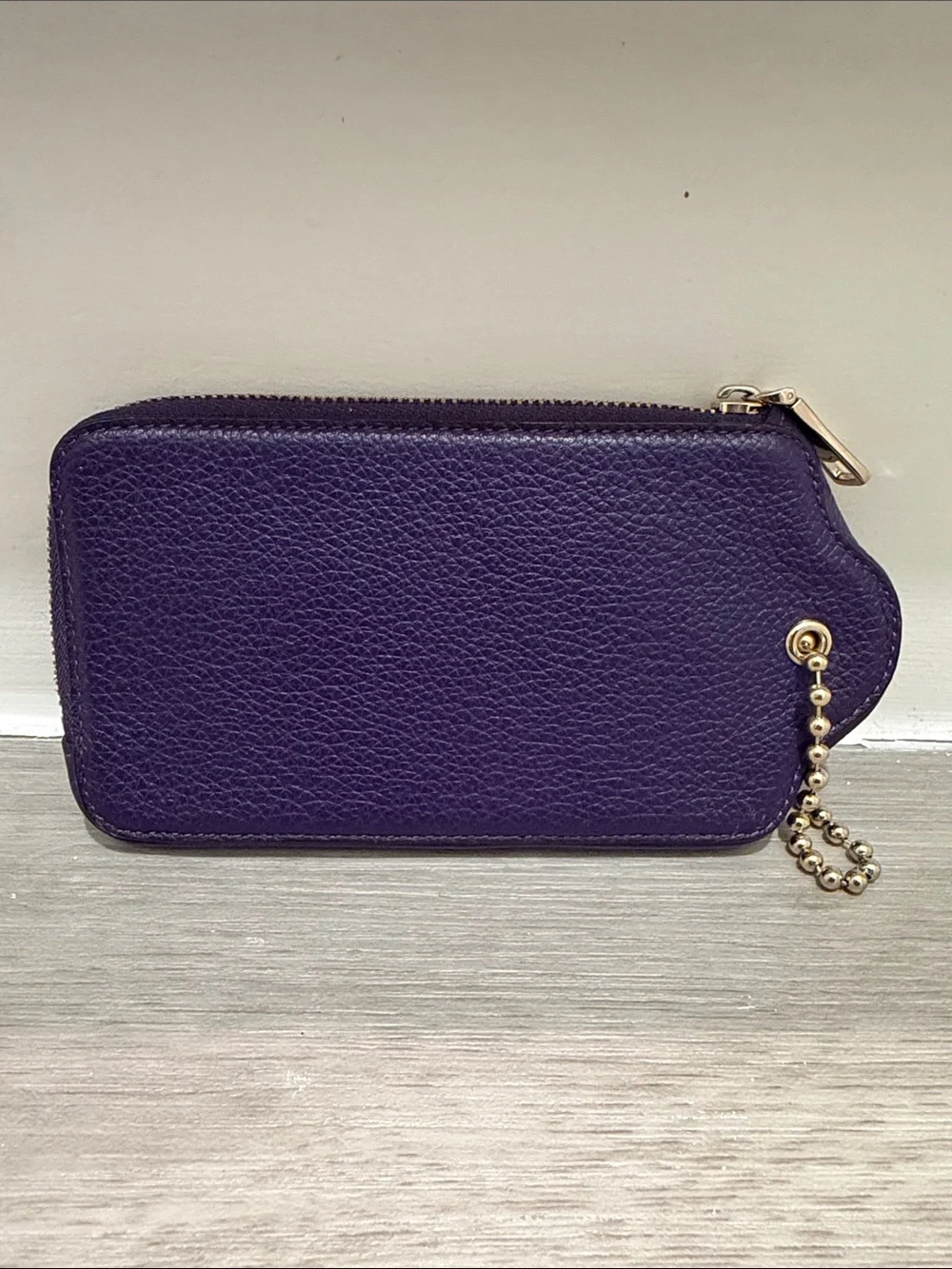COACH NY Pebbled Leather XL Hangtag Wristlet Multifunction Zip Case Wallet 52507